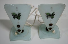 Pair of Mid-Century Modern Italian Murano Bedside Lamps, 1950s