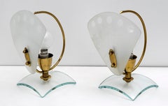 Paire de lampes de chevet italiennes de Murano de style mi-siècle moderne, années 1950
