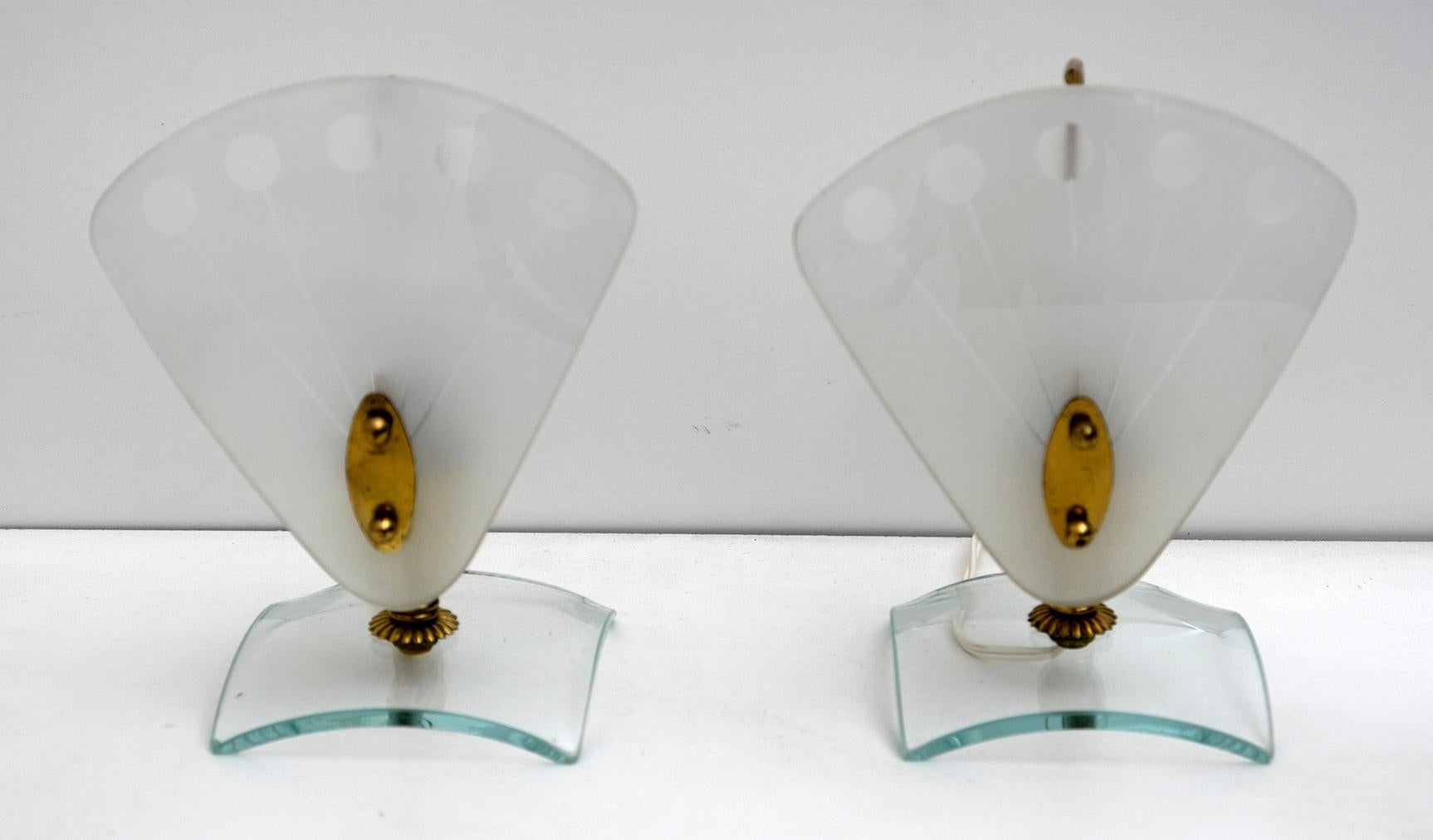 Pair of Mid-Century Modern Italian Murano Bedside Lamps, 1950s 1