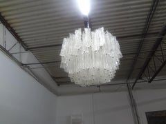 Pair of Large Mid-Century Modern Italian Murano Chandeliers Attributed to Venini