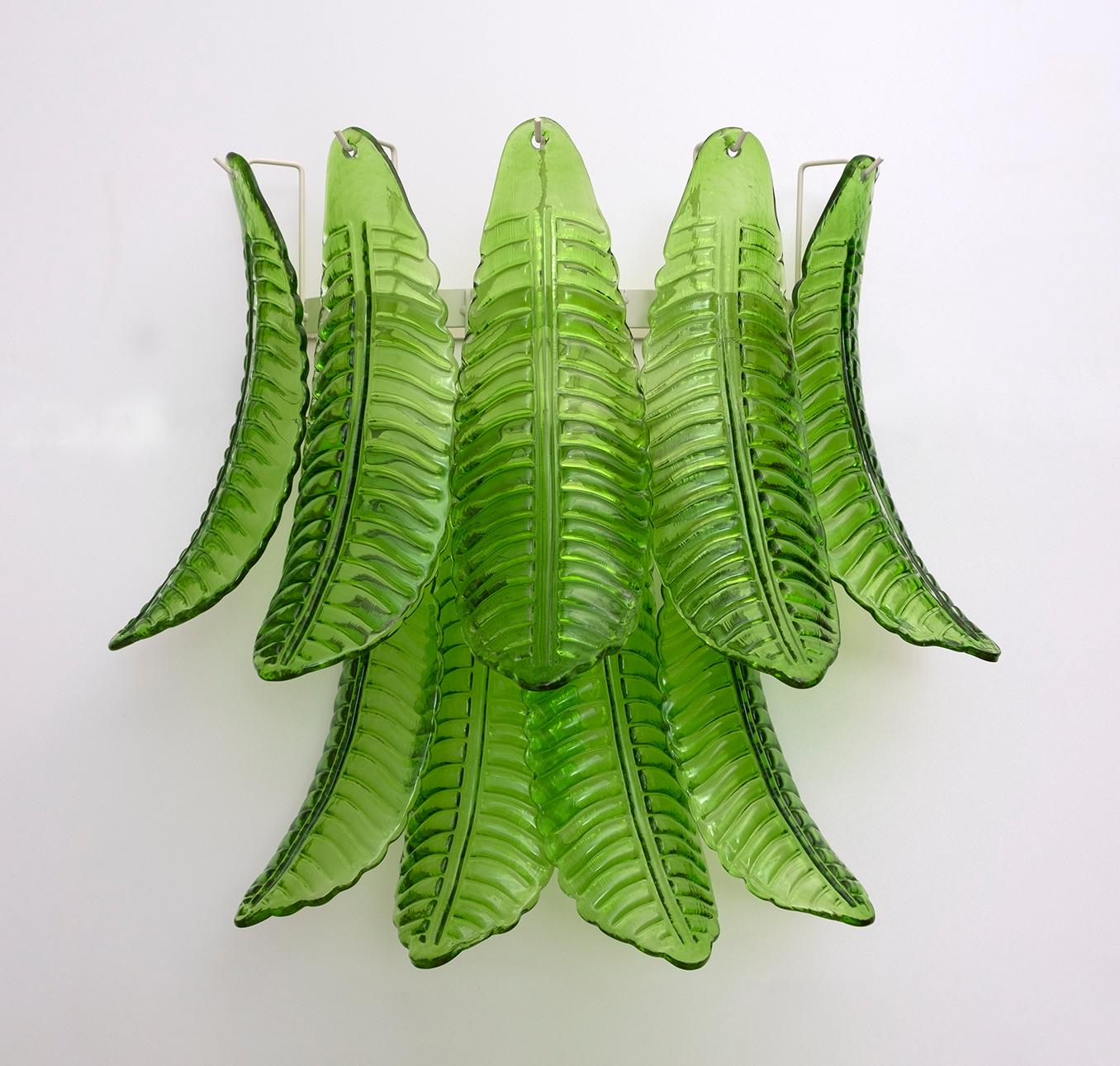 Pair of Mid-Century Modern Italian Murano Glass Palm Leaf Sconces, 1970s 5