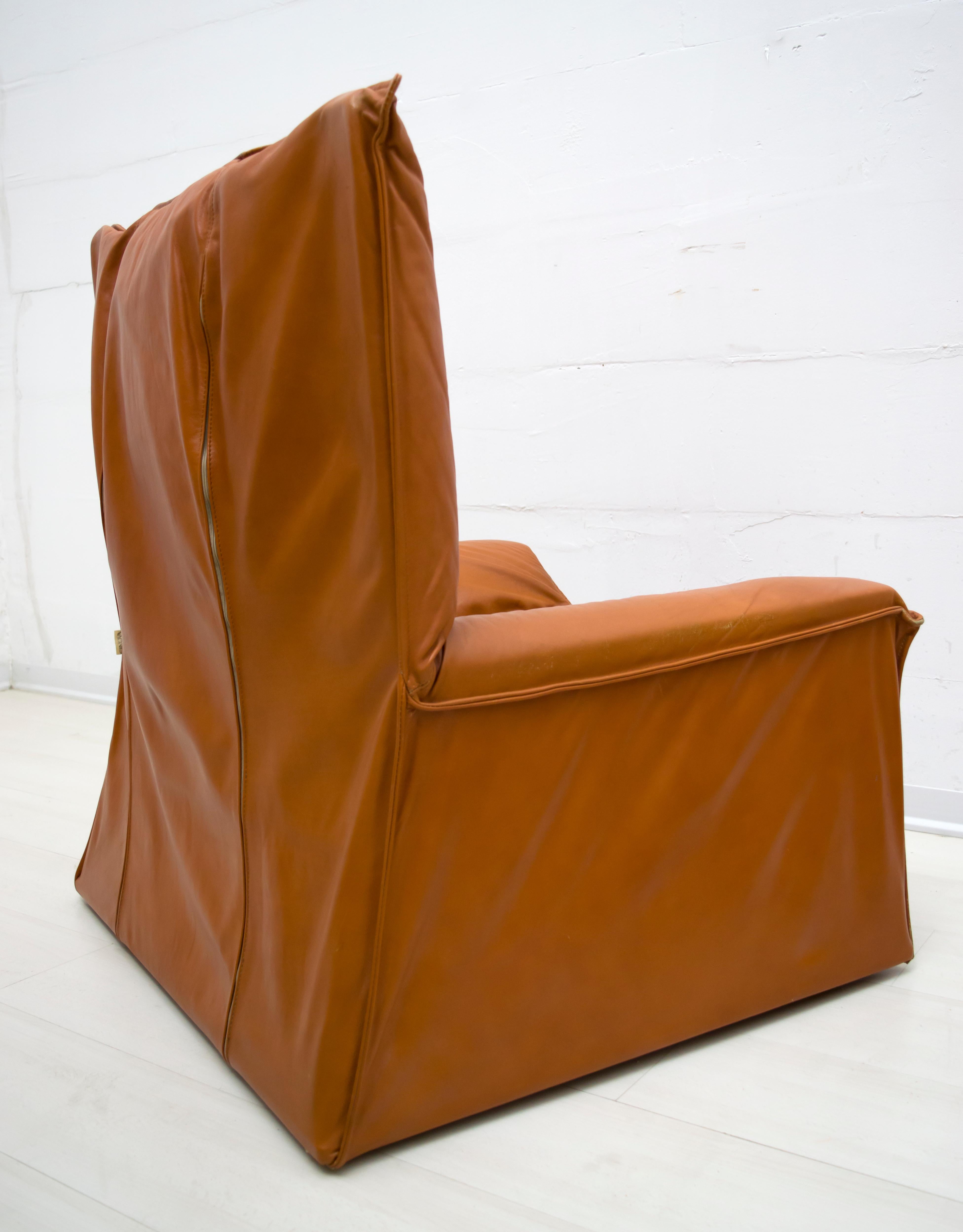 Paire de fauteuils italiens en cuir véritable, mi-siècle moderne, Cinova, années 1964 en vente 5