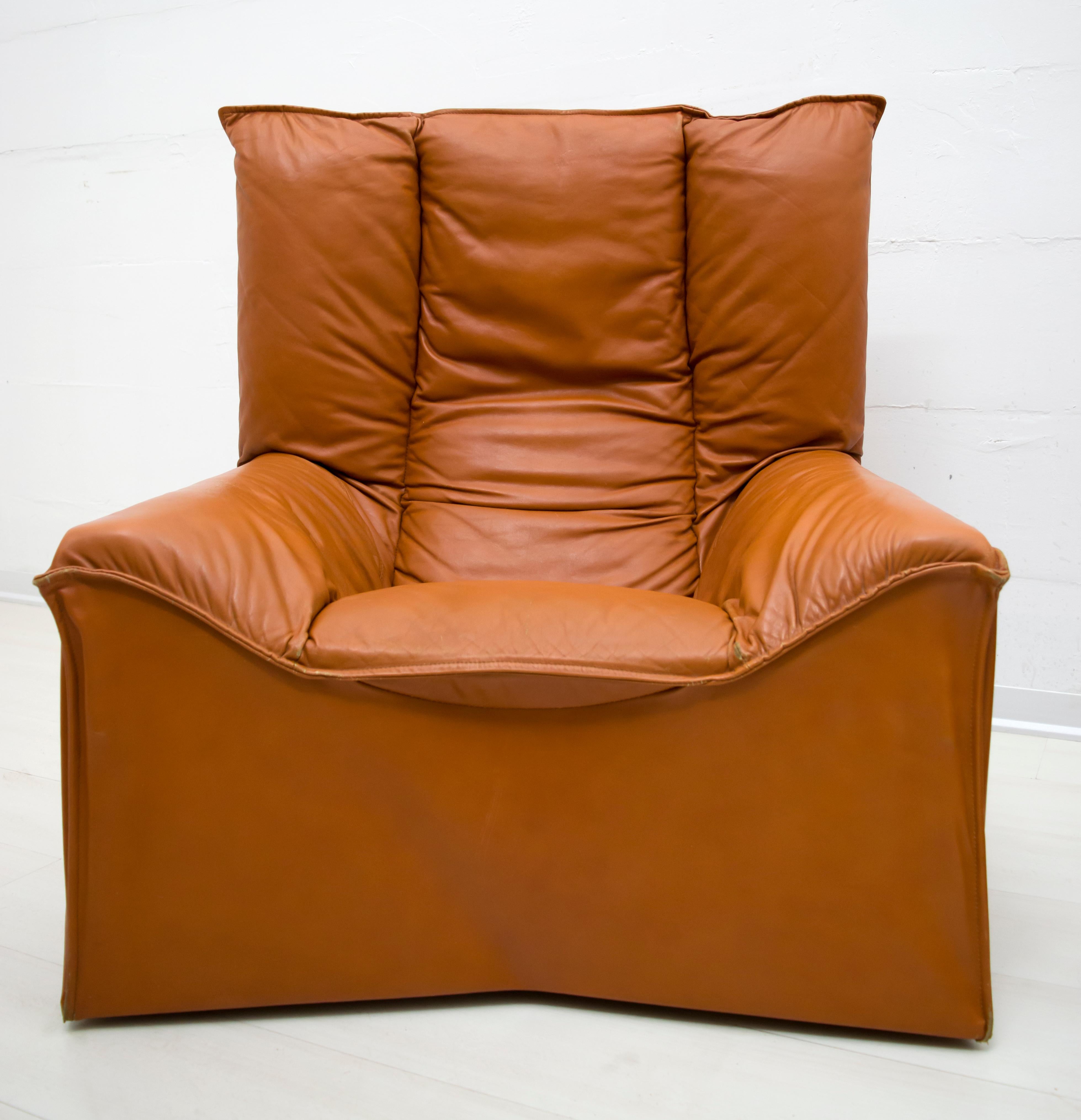 Paire de fauteuils italiens en cuir véritable, mi-siècle moderne, Cinova, années 1964 en vente 2