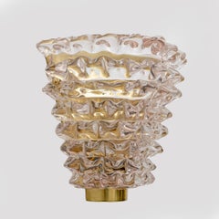 Pair of Mid-century Modern Italian "Rostrato" Light Pink Murano Glass Sconces