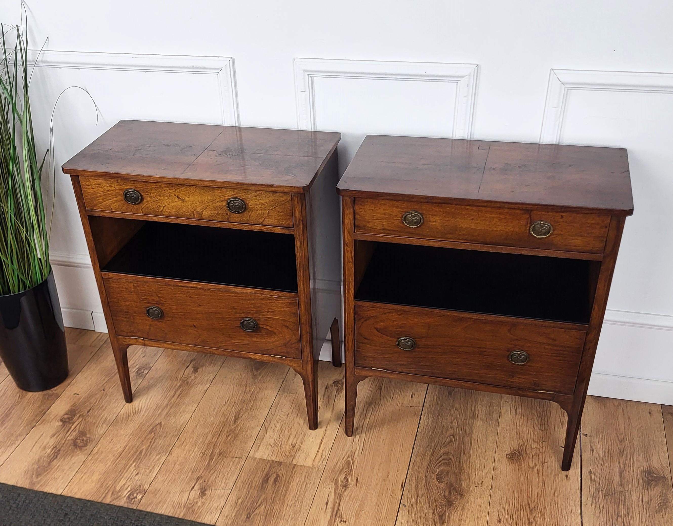 20th Century Pair of Mid-Century Modern Italian Rustic Wood Night Stands Bed or Side Tables