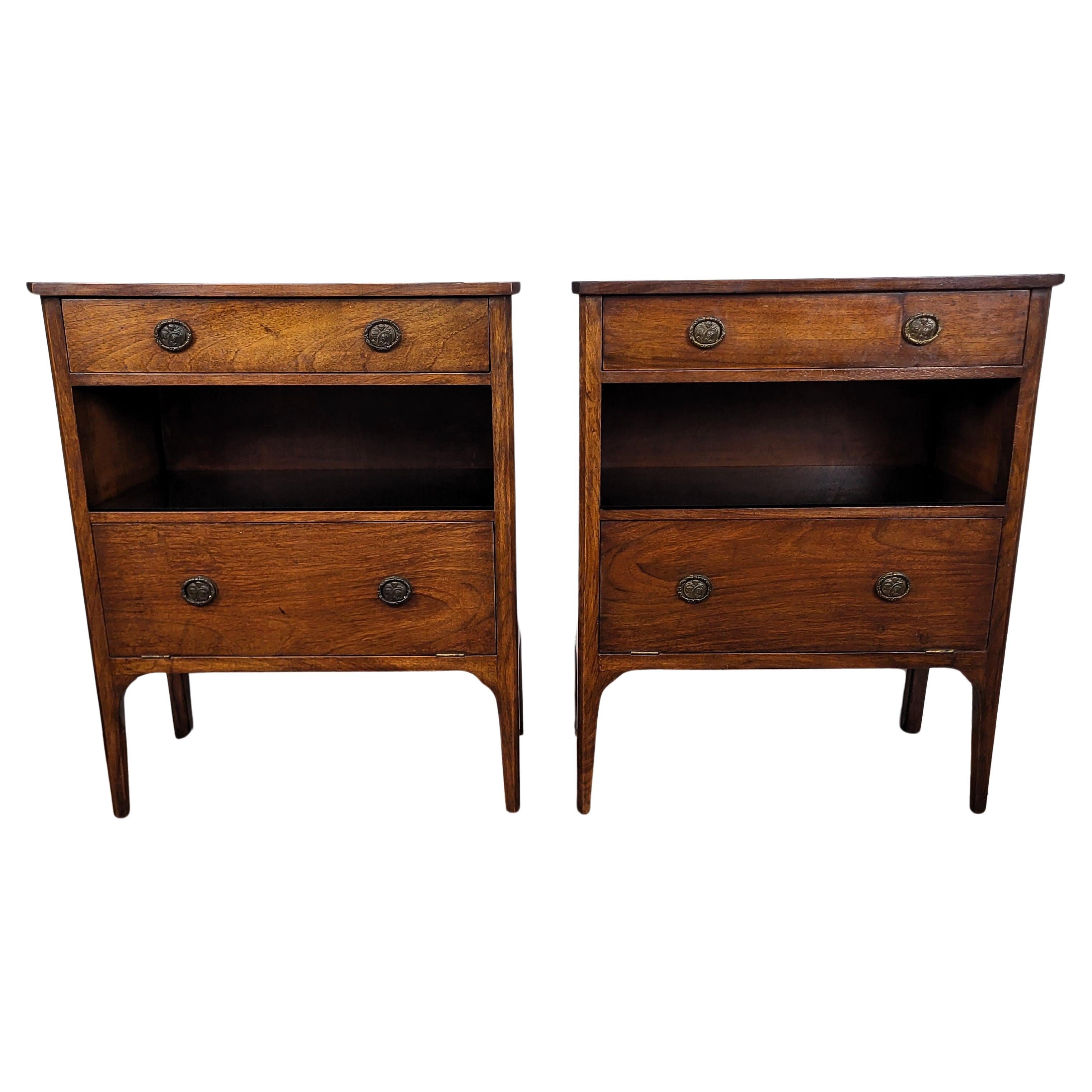 Pair of Mid-Century Modern Italian Rustic Wood Night Stands Bed or Side Tables