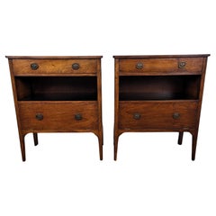 Pair of Mid-Century Modern Italian Rustic Wood Night Stands Bed or Side Tables