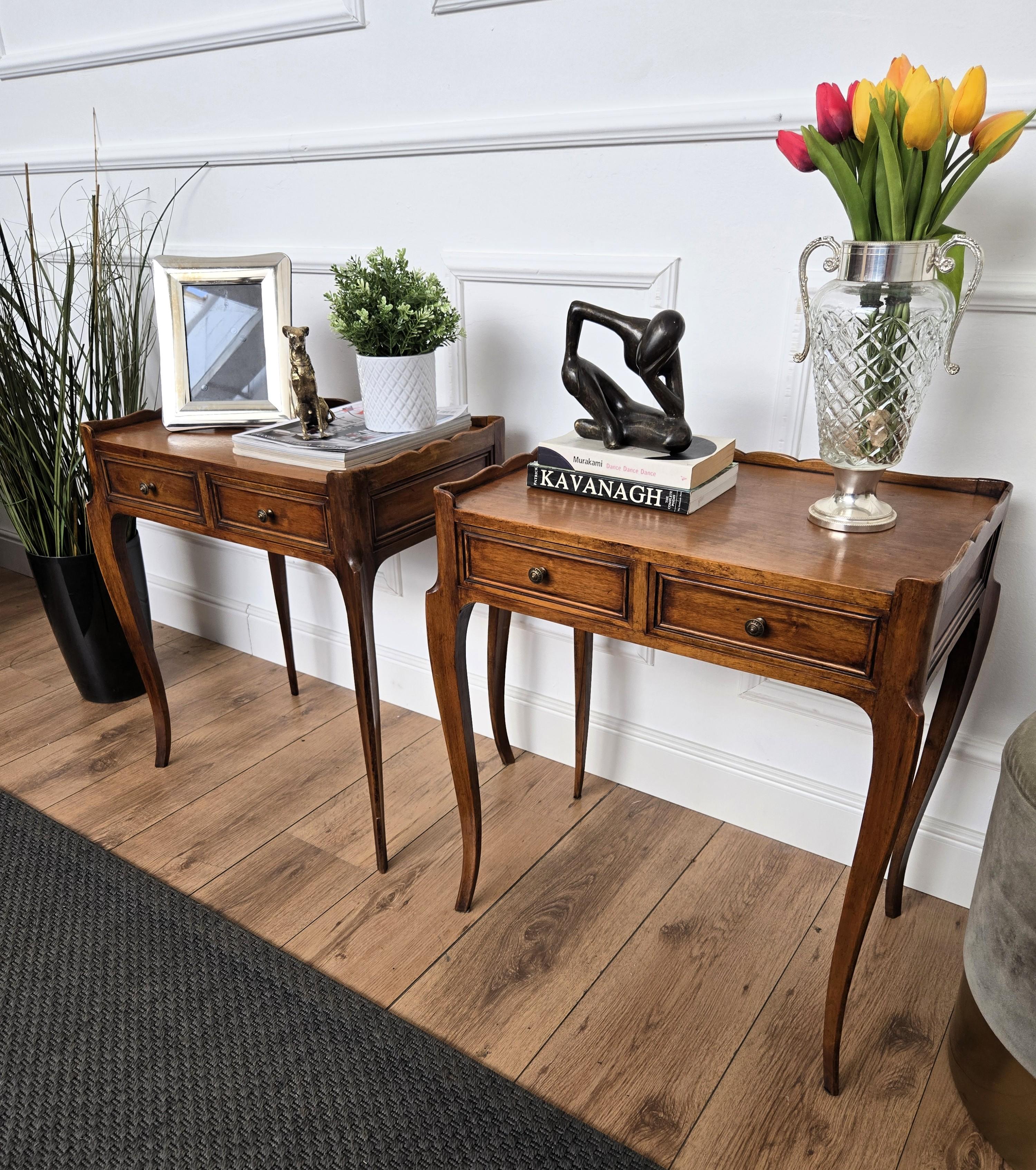 Art Deco Pair of Mid-Century Modern Italian Rustic Wood Side tables or Night Stands For Sale