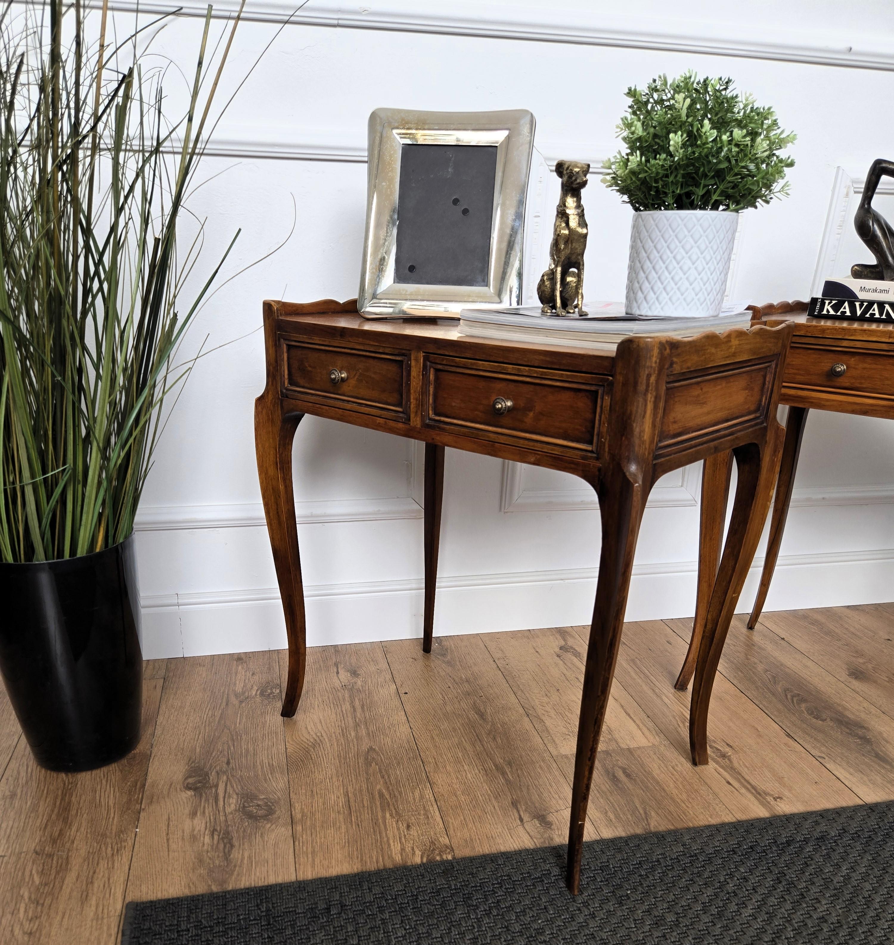 Pair of Mid-Century Modern Italian Rustic Wood Side tables or Night Stands For Sale 1
