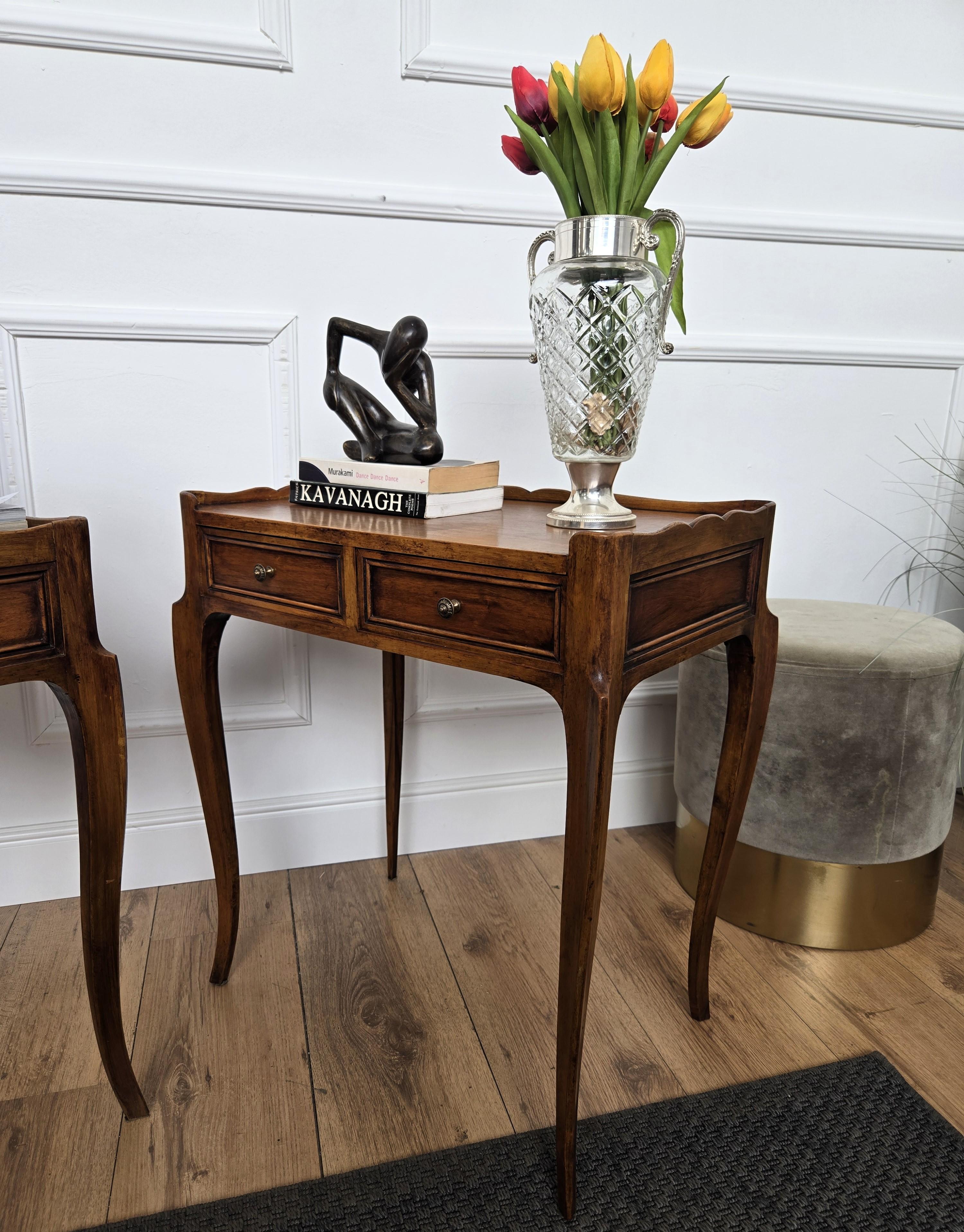 Pair of Mid-Century Modern Italian Rustic Wood Side tables or Night Stands For Sale 2