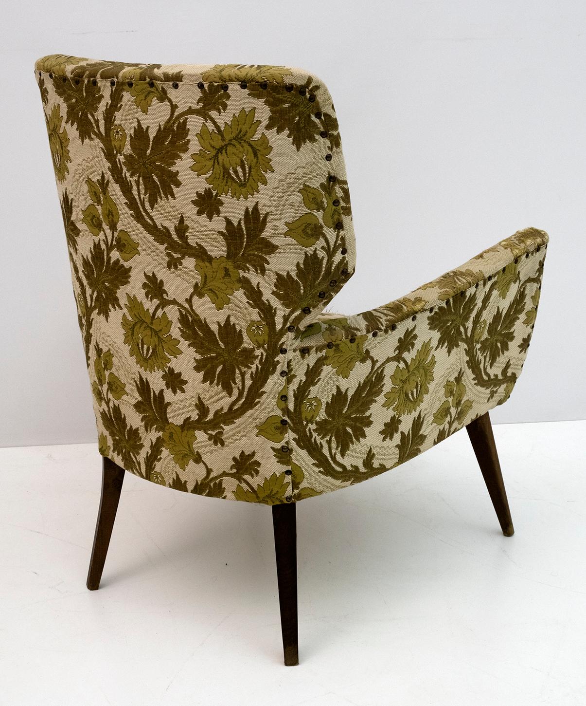 Fabric Pair of Mid-Century Modern Italian Small Armchairs, 50s