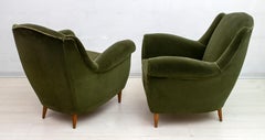 Pair of Mid-Century Modern Italian Velvet Armchairs, 1950s