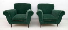 Pair of Mid-Century Modern Italian Velvet Armchairs, 1950s