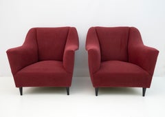 Pair of Mid-Century Modern Italian Velvet Armchairs, 1950s