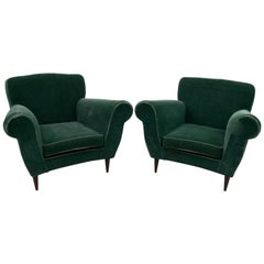 Pair of Mid-Century Modern Italian Velvet Armchairs, 1950s