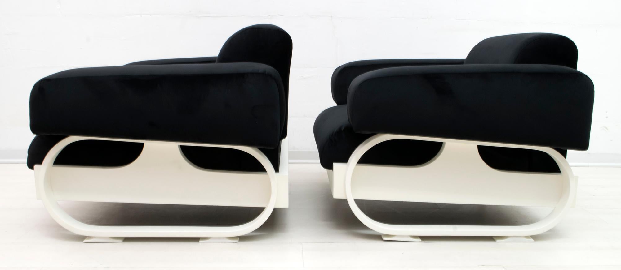 Pair of Mid-Century Modern Italian Velvet Armchairs, 1960s For Sale 6