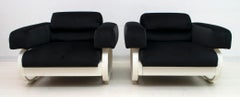 Pair of Mid-Century Modern Italian Velvet Armchairs, 1960s