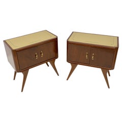 Pair of Mid-Century Modern Italian Walnut and Thuja Root Nightstands, 1950s