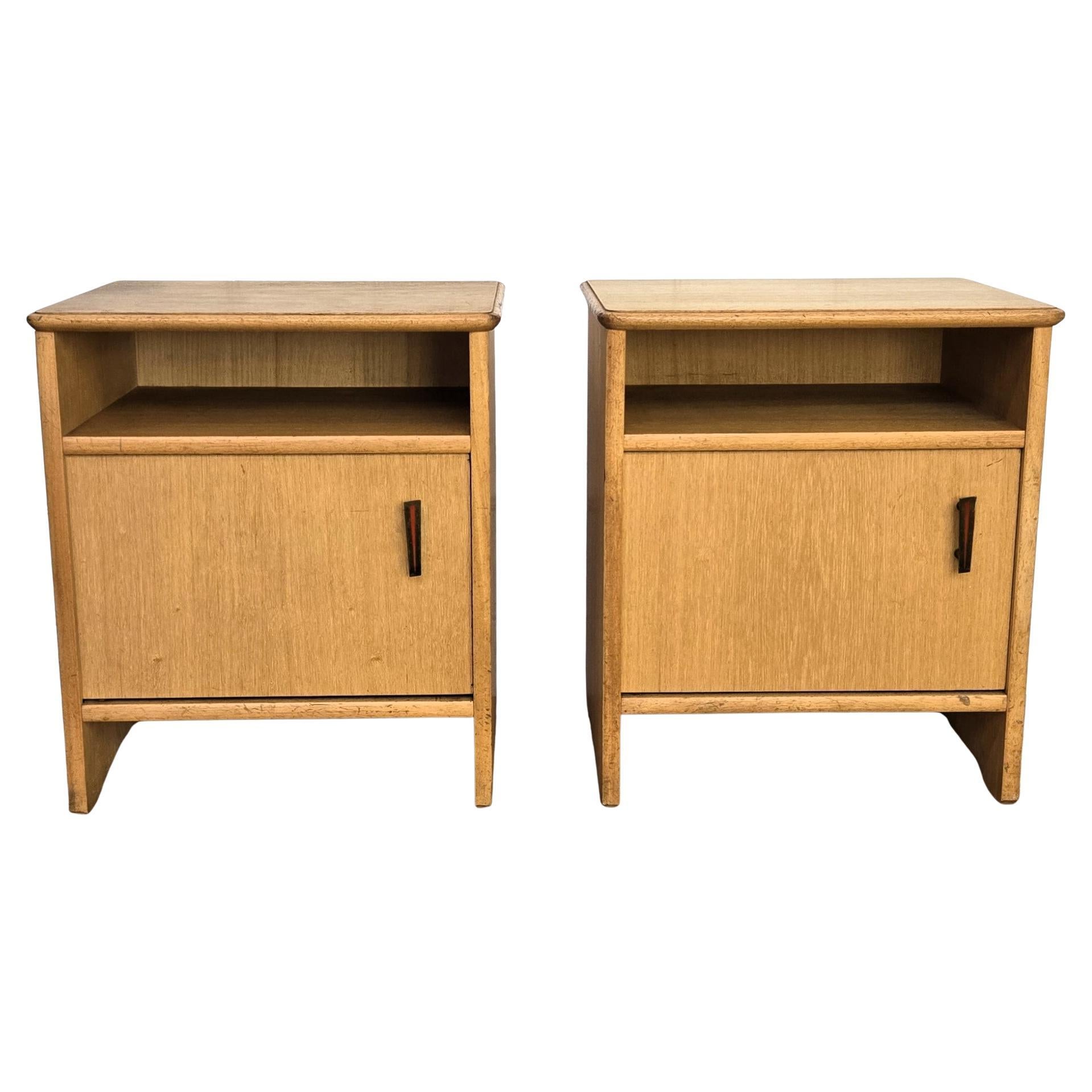 Pair of Mid-Century Modern Italian Wood Night Stands Bed Side Tables