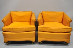 Pair of Mid-Century Modern James Mont Dunbar Style Oriental Club Lounge Chairs