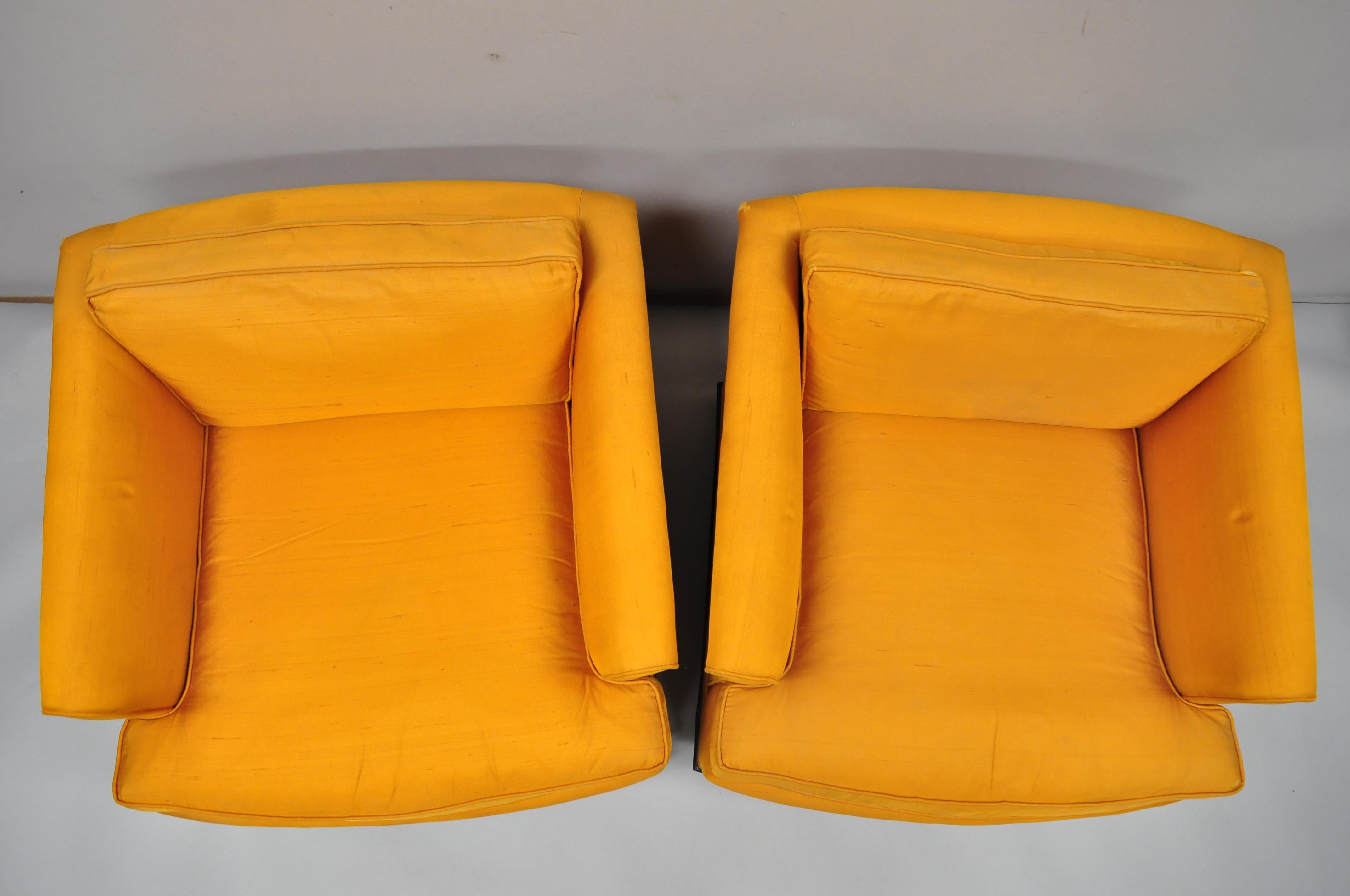 Fabric Pair of Mid-Century Modern James Mont Dunbar Style Oriental Club Lounge Chairs