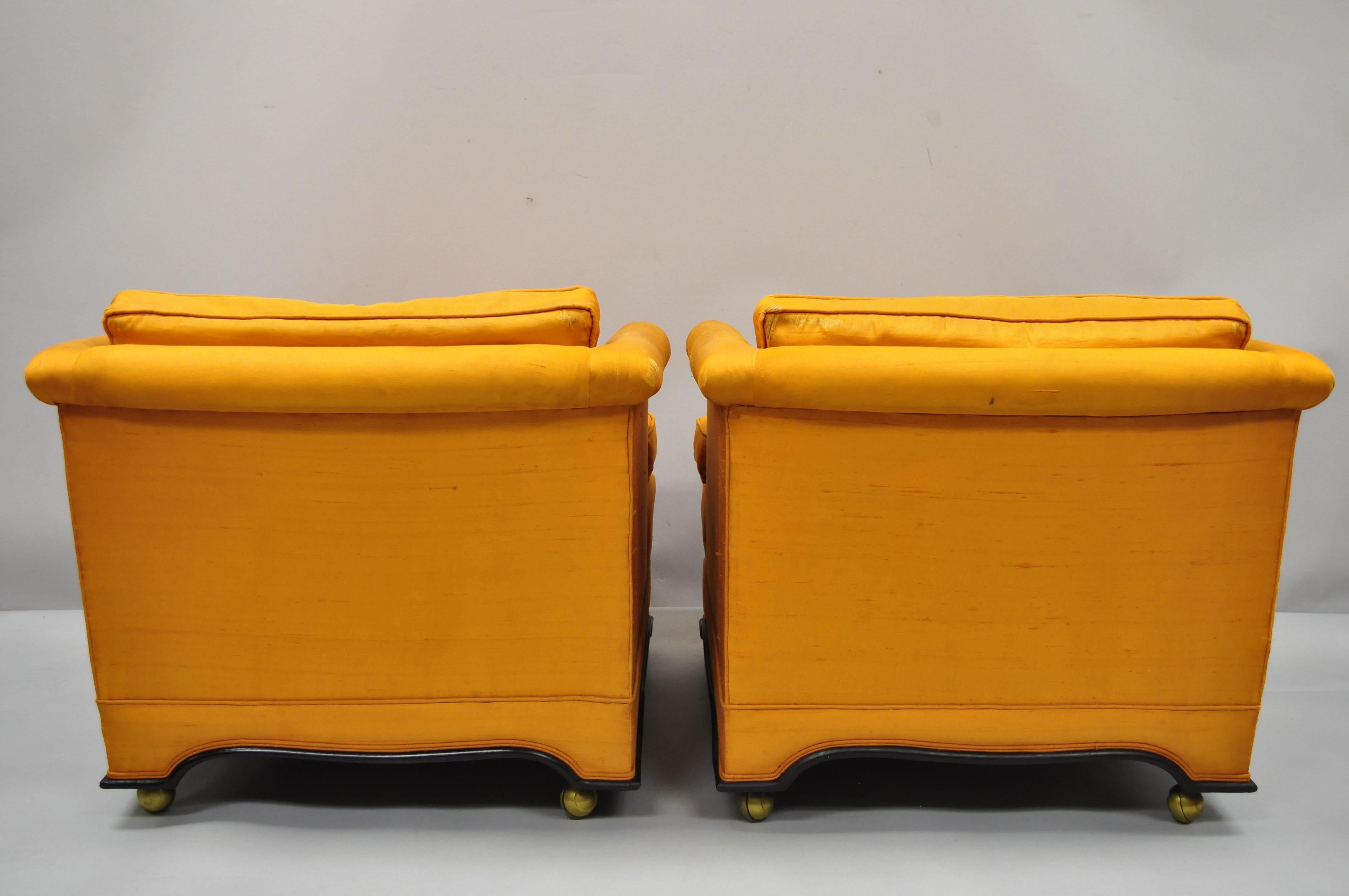 Pair of Mid-Century Modern James Mont Dunbar Style Oriental Club Lounge Chairs 2