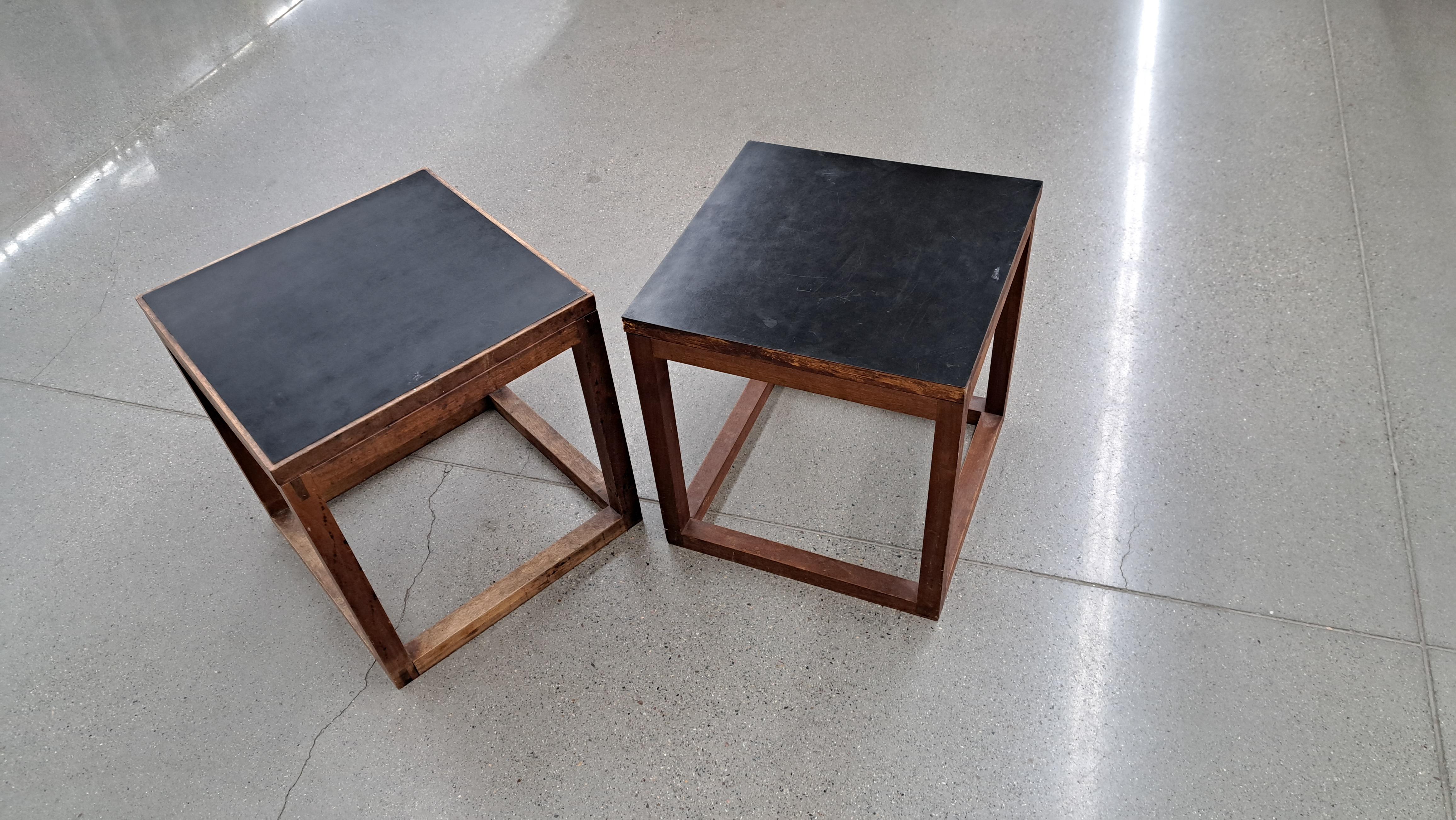 Danish Pair of Mid-Century Modern Kai Kristiansen Style Formica Top Cube Side Tables For Sale