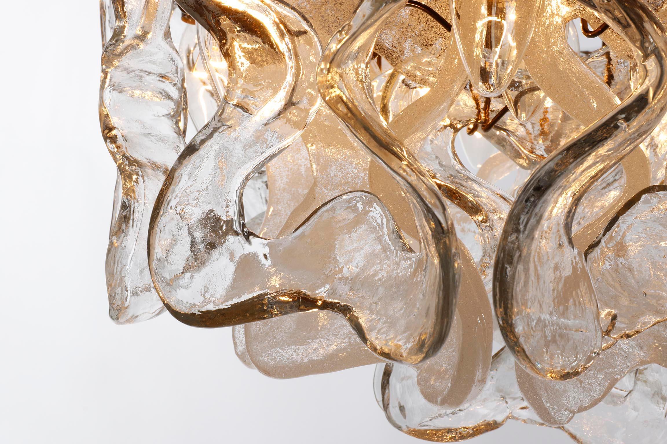 Pareja de lámparas empotradas Kalmar modernas de mediados de siglo, cristal de Murano cromado, años 70 en venta 3