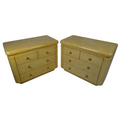 Vintage Pair of Mid-Century Modern Karl Springer Style Lacquered Goatskin Chests