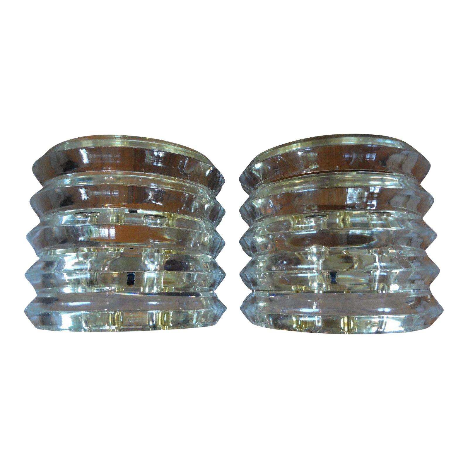 Pair of Mid-Century Modern Karl Springer Style Lucite and Brass Sconces 2
