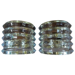 Pair of Mid-Century Modern Karl Springer Style Lucite and Brass Sconces