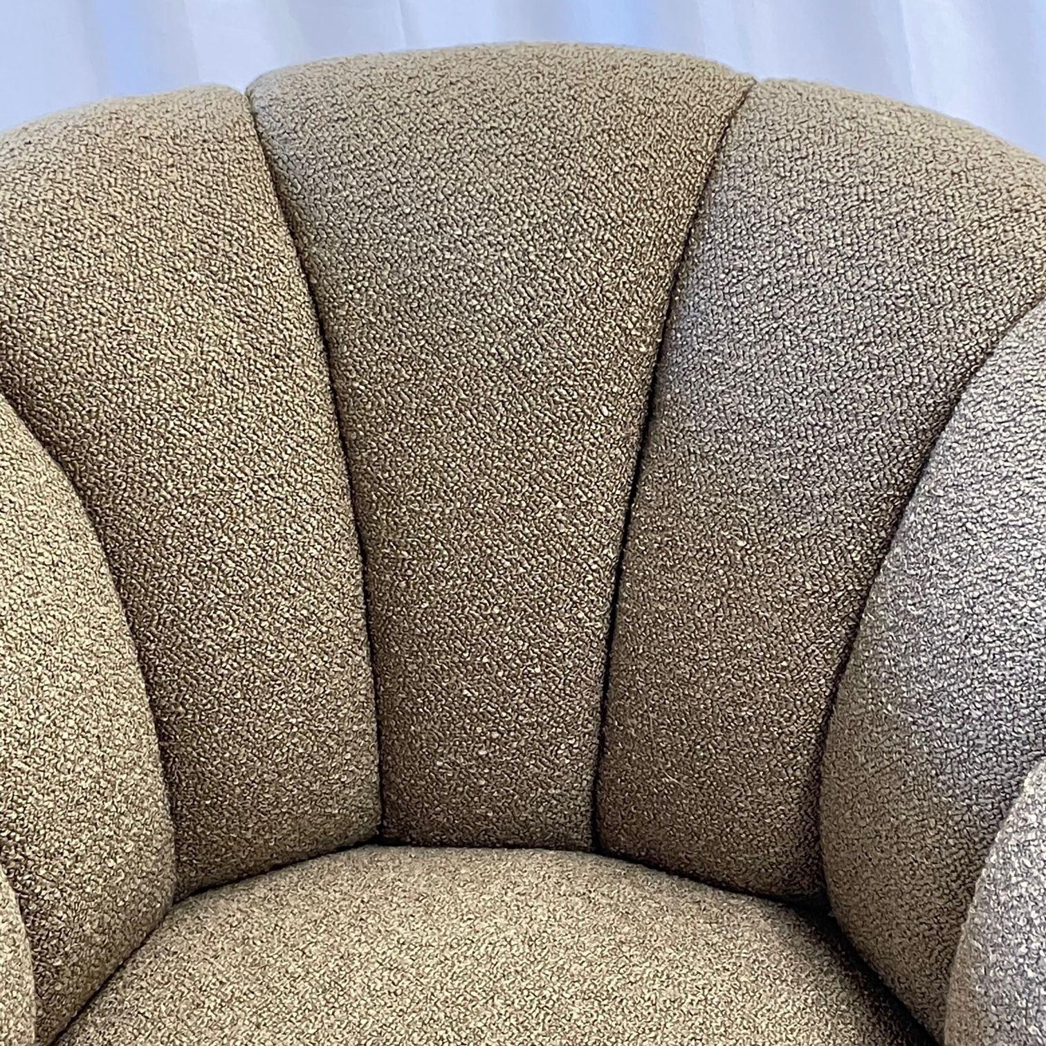 Pair of Mid-Century Modern Baughman Style  Swivel / Lounge / Tub Chairs, Boucle 4