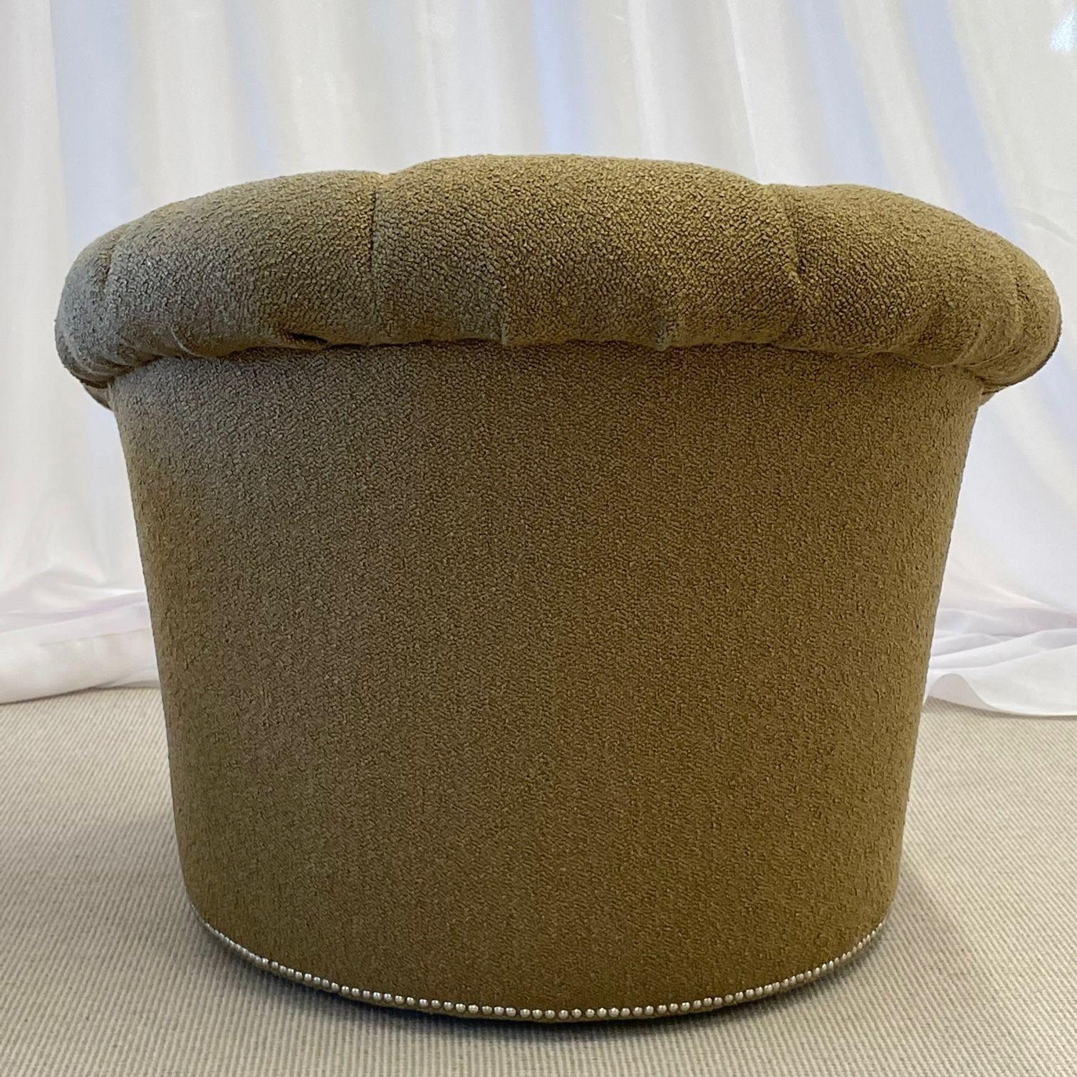 Pair of Mid-Century Modern Baughman Style  Swivel / Lounge / Tub Chairs, Boucle For Sale 5