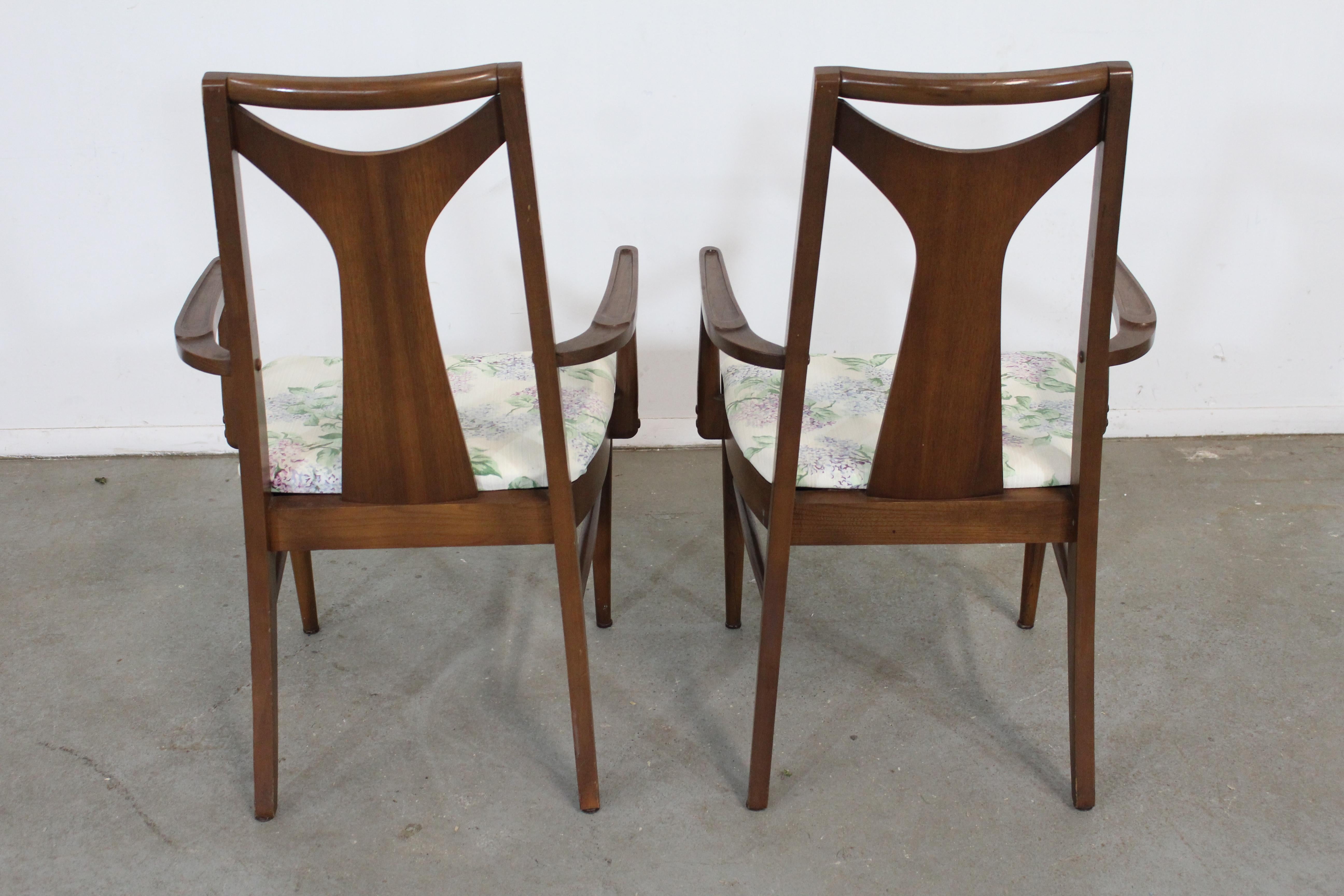 Pair of Mid-Century Modern Kent Coffey Perspecta Walnut Arm Dining Chairs 5