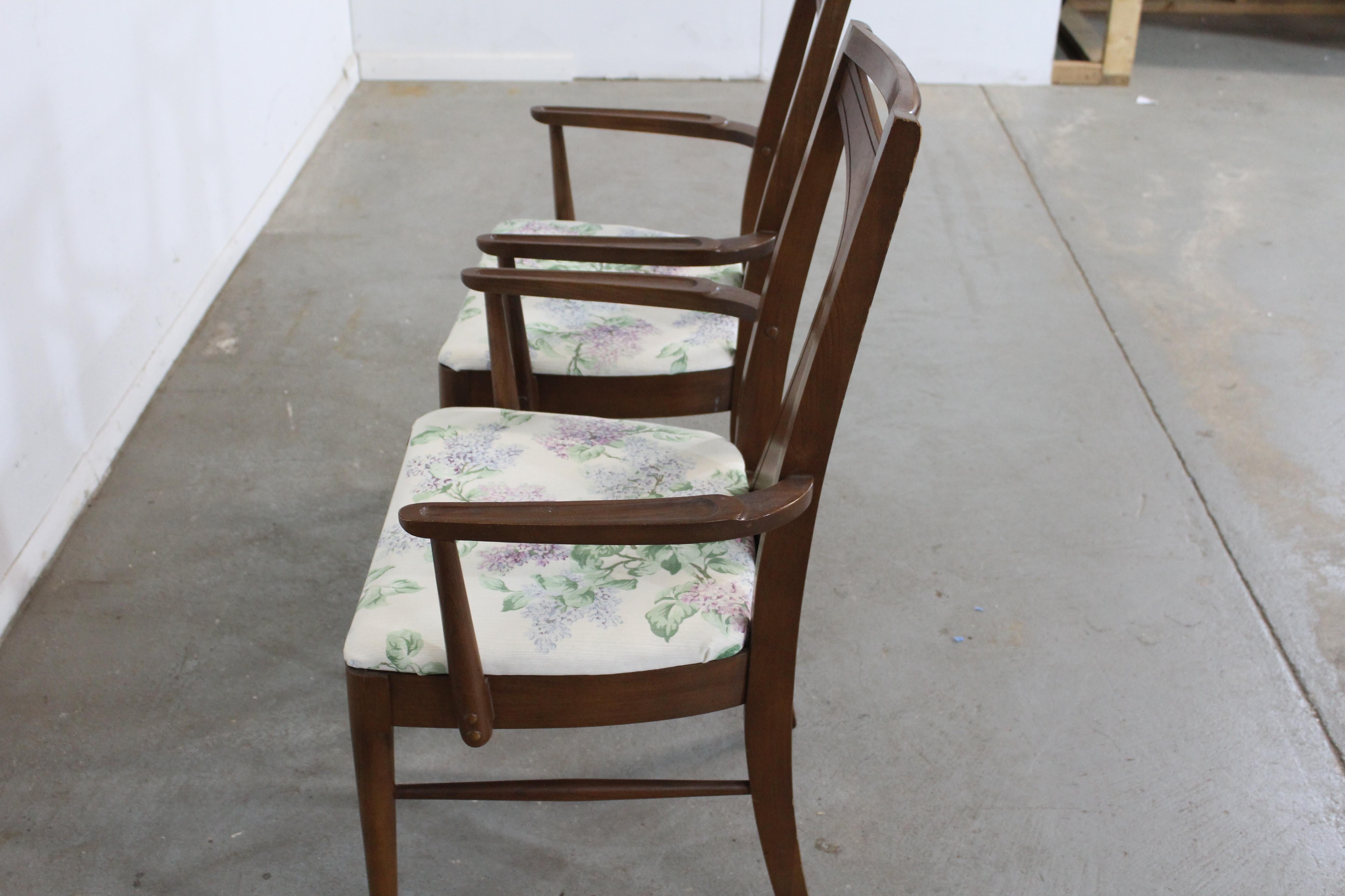 Pair of Mid-Century Modern Kent Coffey Perspecta Walnut Arm Dining Chairs 7