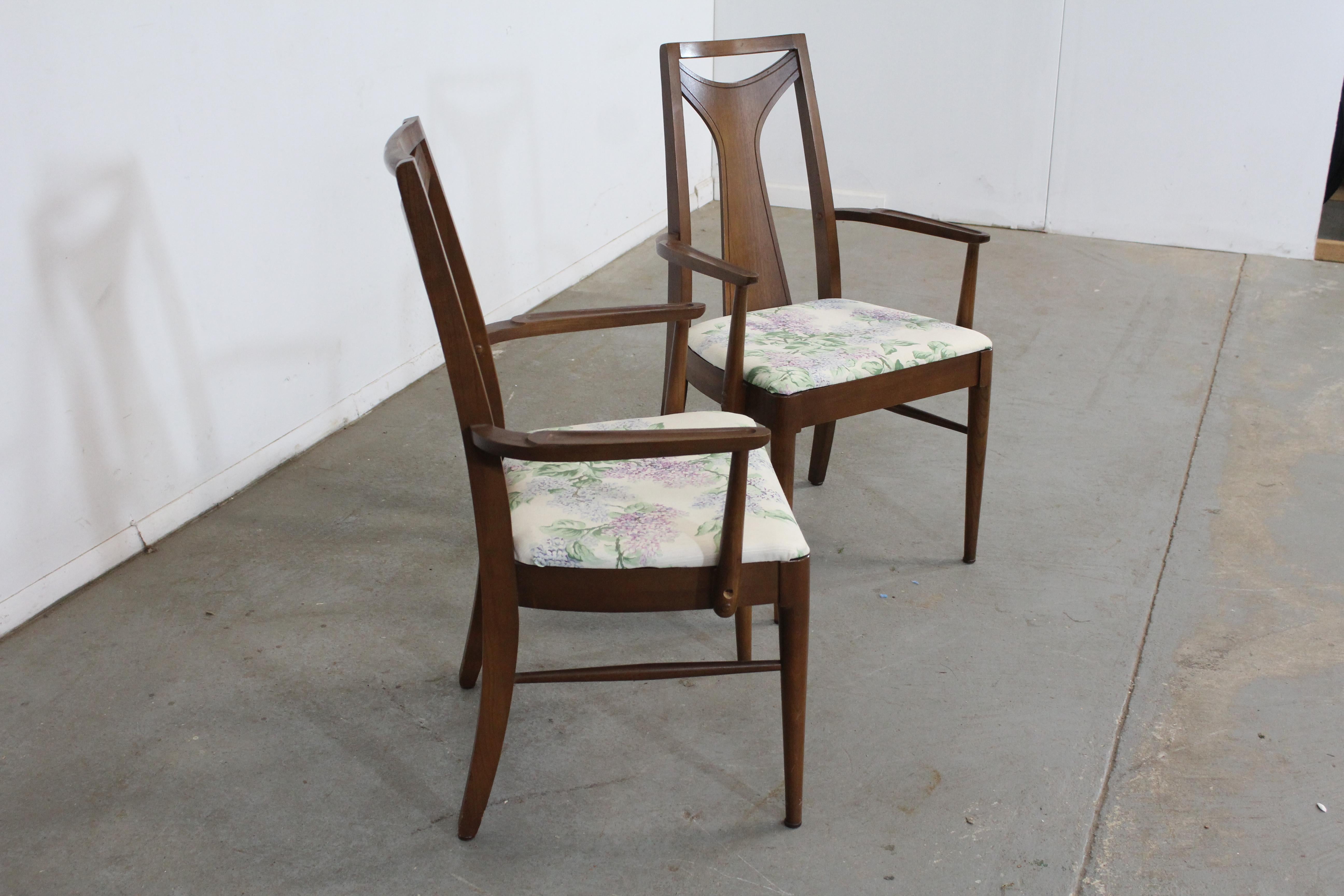 American Pair of Mid-Century Modern Kent Coffey Perspecta Walnut Arm Dining Chairs