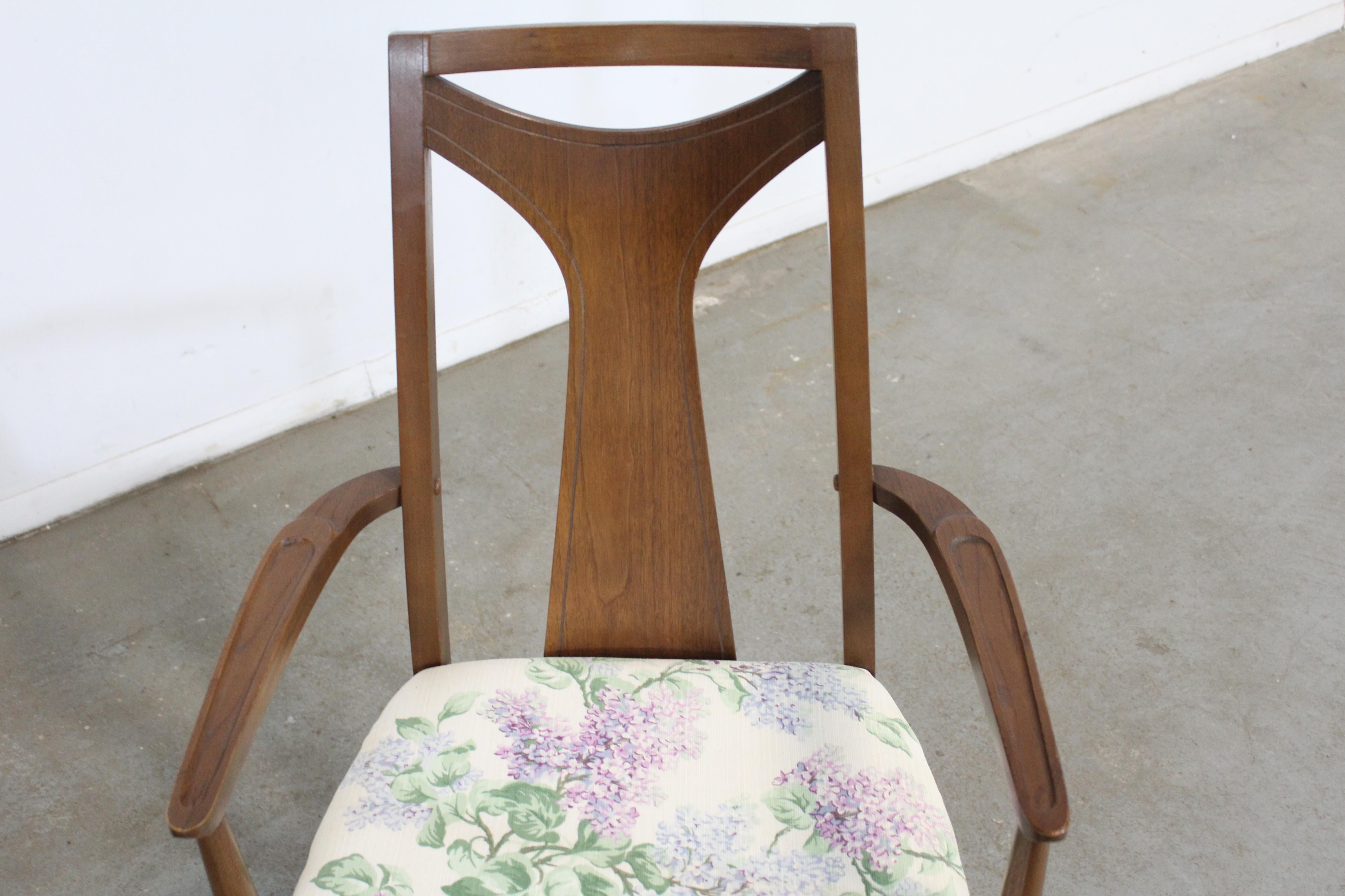 20th Century Pair of Mid-Century Modern Kent Coffey Perspecta Walnut Arm Dining Chairs