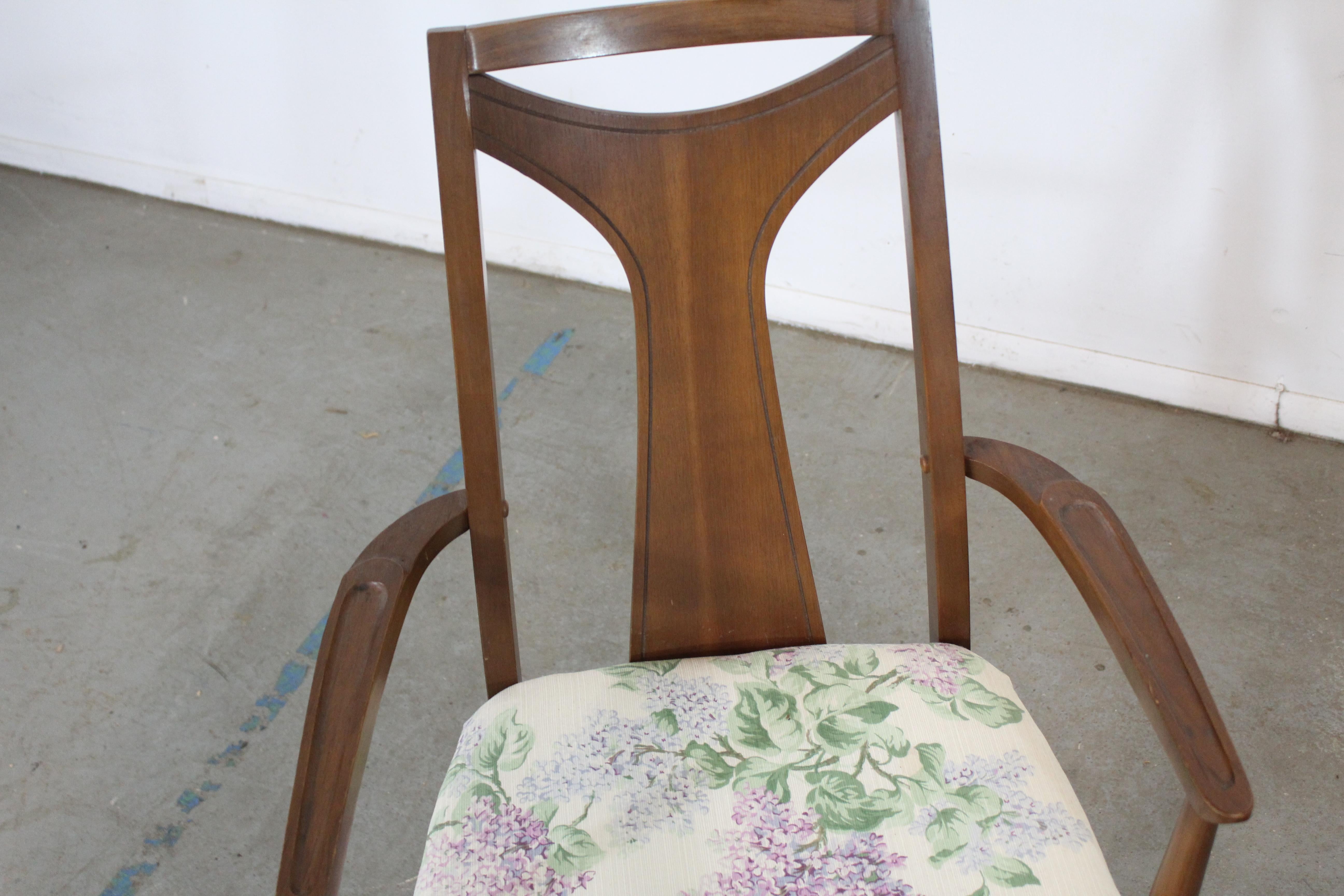 Pair of Mid-Century Modern Kent Coffey Perspecta Walnut Arm Dining Chairs 1