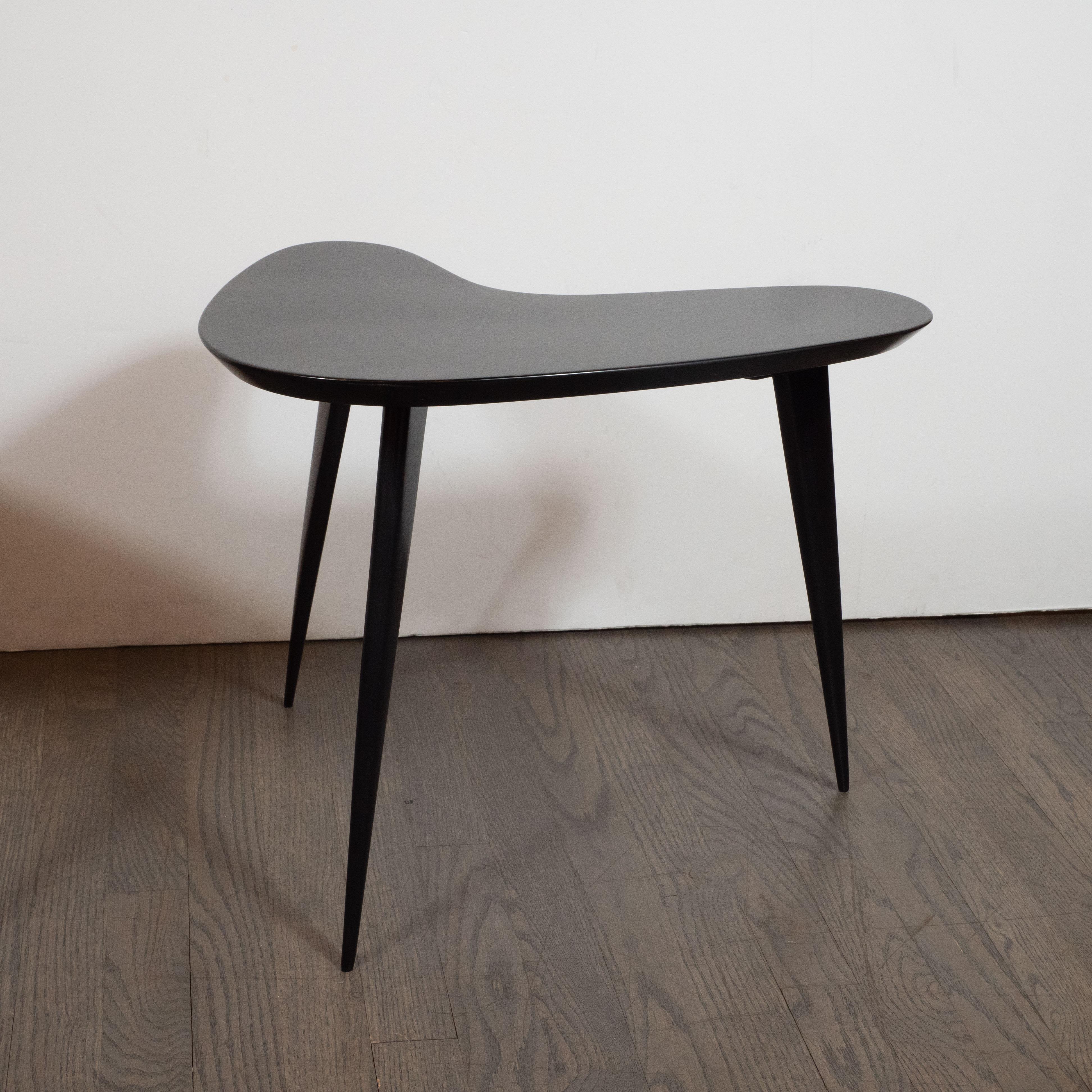 Pair of Mid-Century Modern Kidney Form Amorphic Side Tables in Ebonized Walnut 2