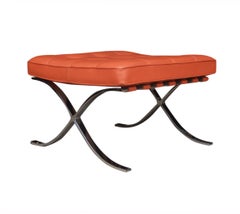Pair of Mid-Century Modern Knoll Barcelona Cognac Leather Bench Set or Ottomans