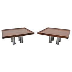 Pair of Mid-Century Modern Knoll Rosewood Chrome Coffee End Tables