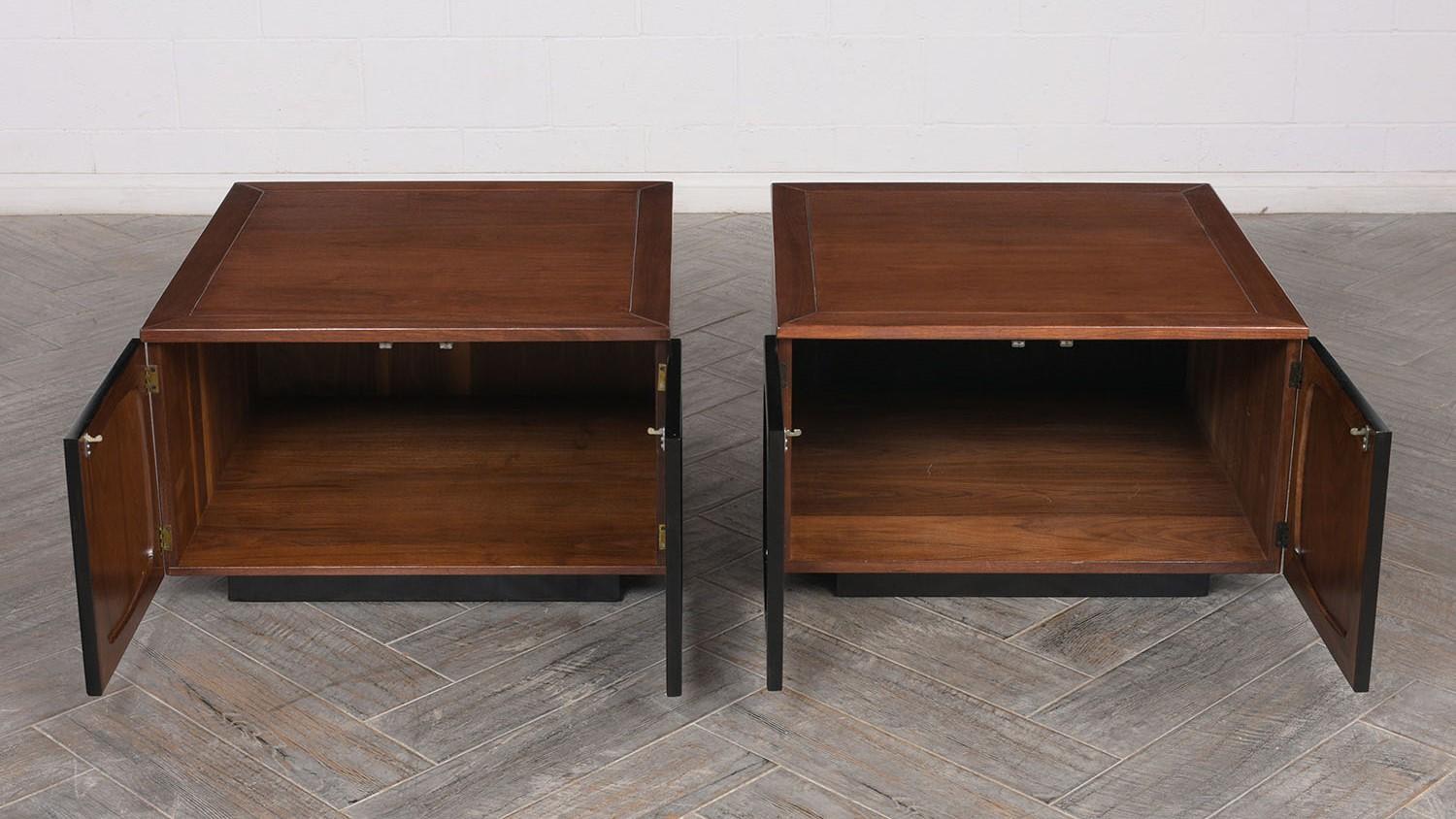 Stained Pair of Mid-Century Modern Lacquered Nightstands