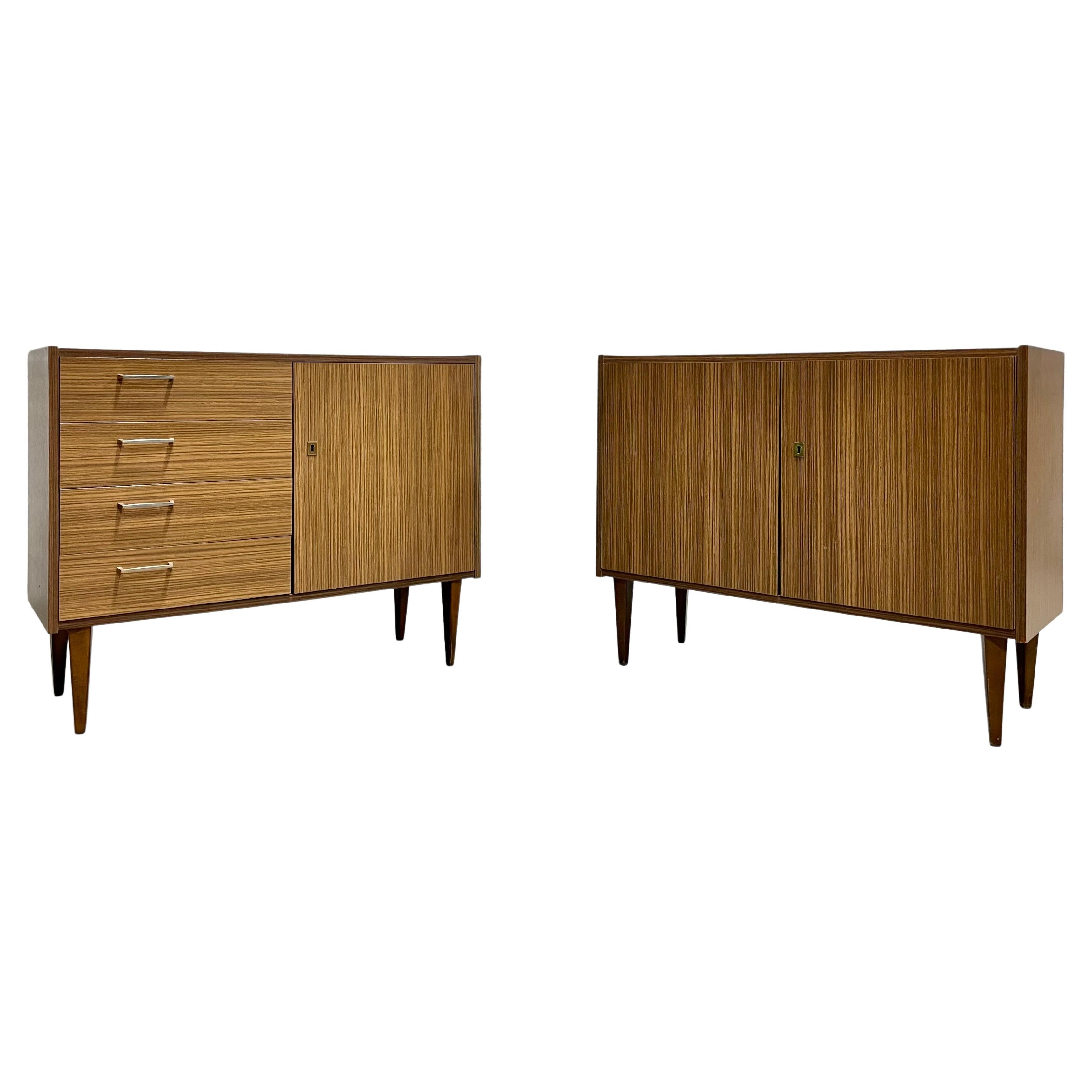 Pair of Mid-Century Modern Laminate Credenzas/ Cabinets, Made in Germany For Sale