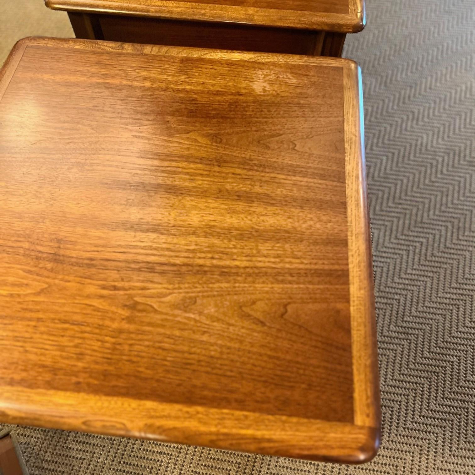Wood Pair of Mid-Century Modern Lane “Perception” End Tables by Warren Church, 1955 For Sale
