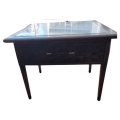 Pair of Mid Century Modern Lane Perception End Tables with Travertine Tops C1960