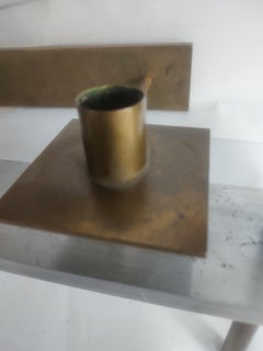 Pair of Mid Century Modern Large Sculptural Brass & Aluminum Candle Sconces