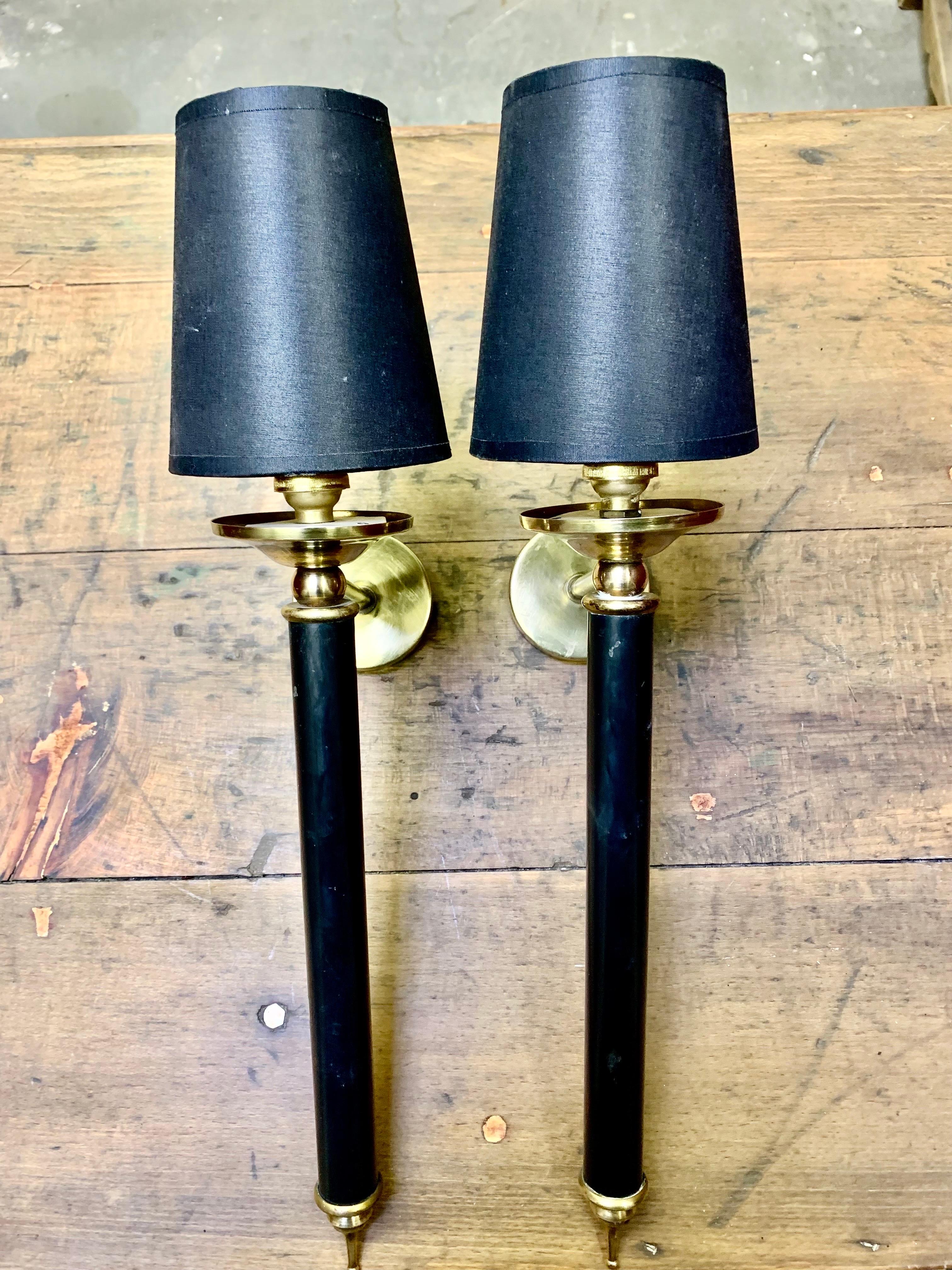 Pair of Mid-Century Modern Large Torcheres Wall Sconces Maison Lunel Style For Sale 4