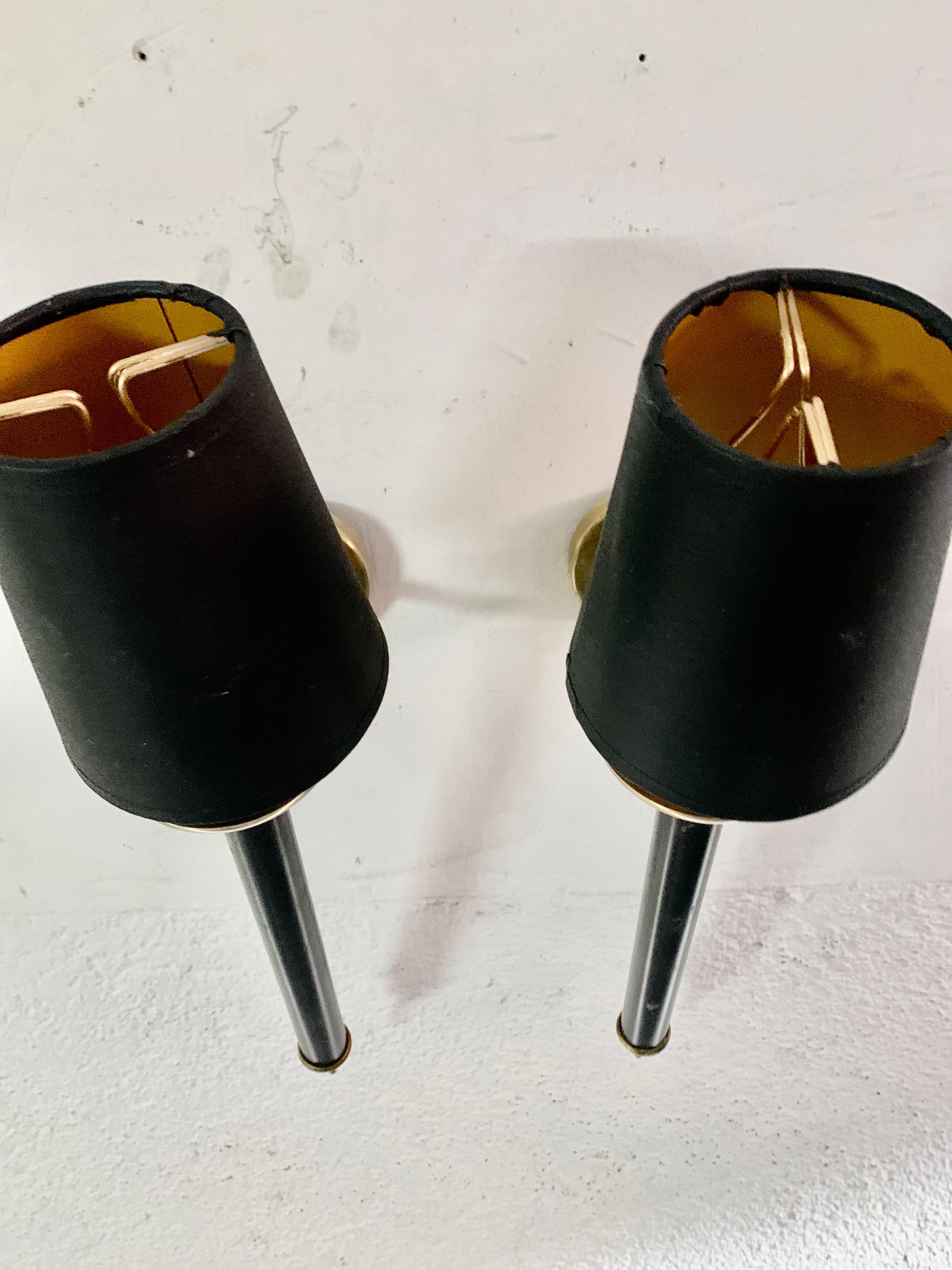 Pair of Mid-Century Modern Large Torcheres Wall Sconces Maison Lunel Style For Sale 5