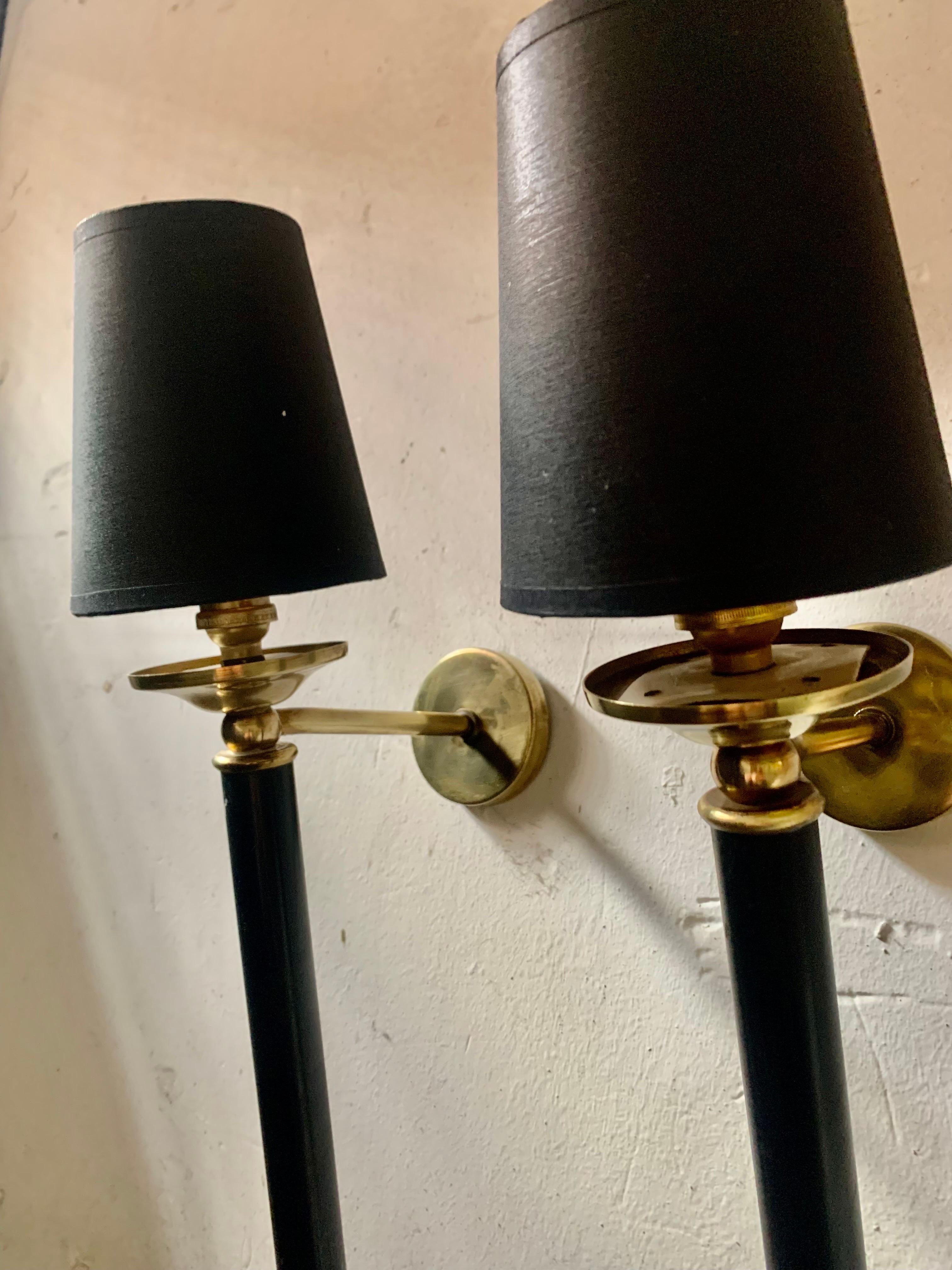 Pair of Mid-Century Modern Large Torcheres Wall Sconces Maison Lunel Style For Sale 6
