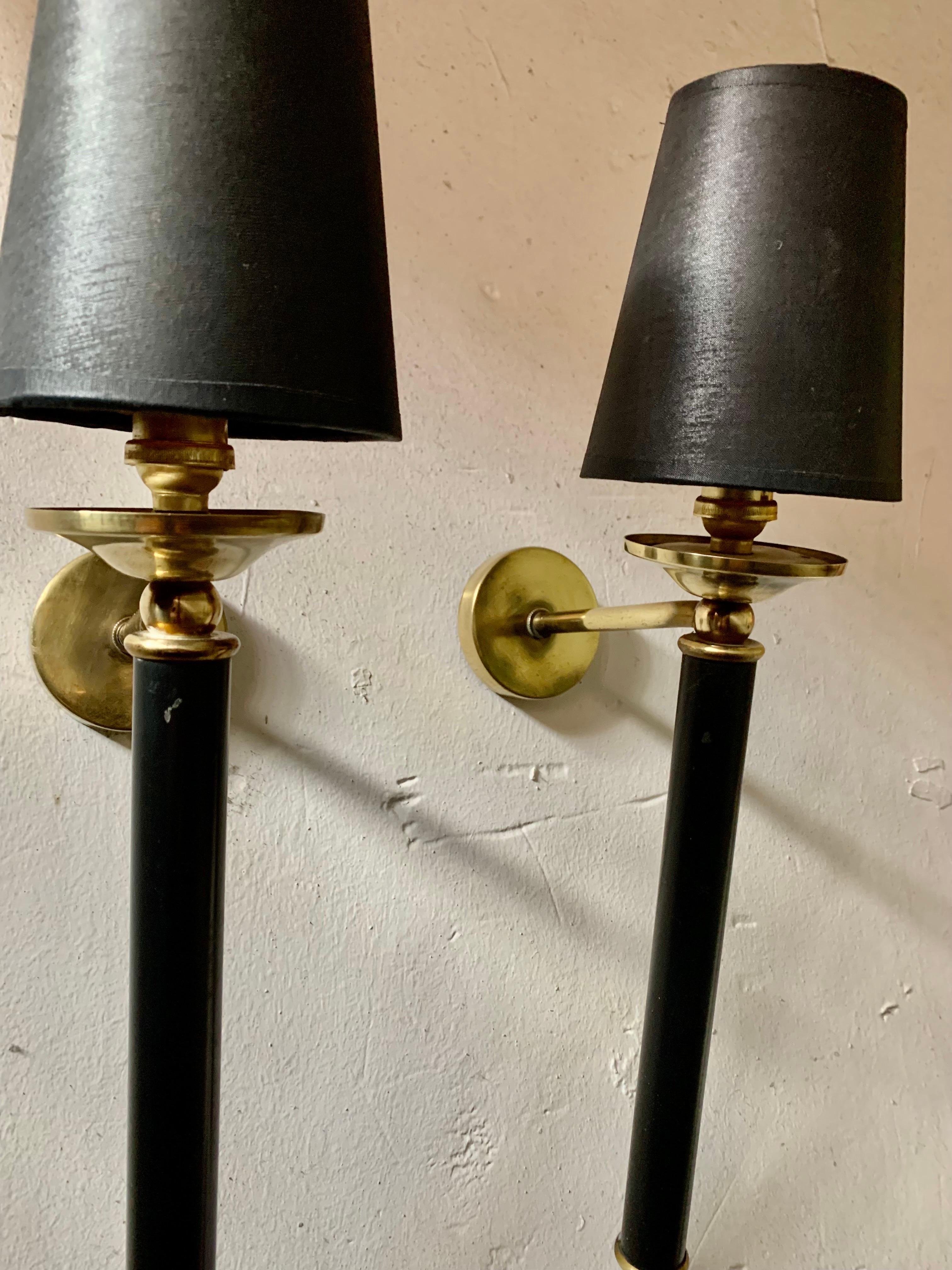 Pair of Mid-Century Modern Large Torcheres Wall Sconces Maison Lunel Style For Sale 8